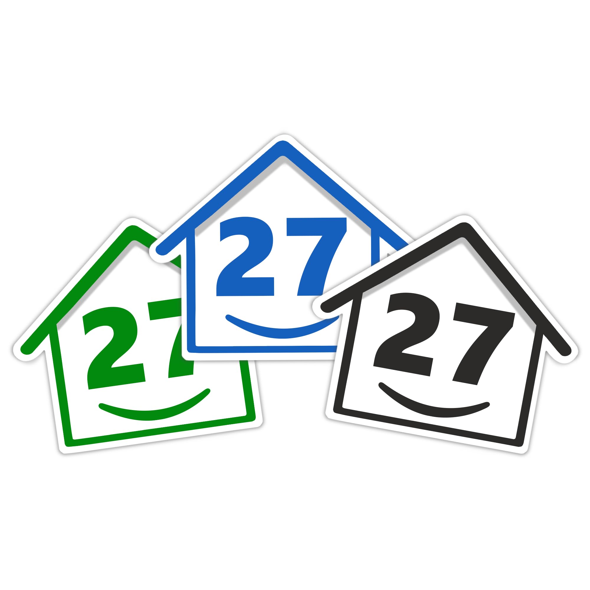 3 x Bin Numbers for Wheelie Bins, 1-99, 15cm ‘Happy House’ Colour Design Dustbin Stickers, Easy Application Stick On Number Stickers - Weatherproof Self Adhesive Vinyl – Blue, Black and Green (14) — view 68