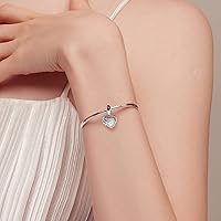 Vista 2 de VOROCO Dije de plata de ley 925 con forma de corazón para pulsera, Navidad, día de la madre, cumpleaños, joyería perfecta para mamá, abuela, hija