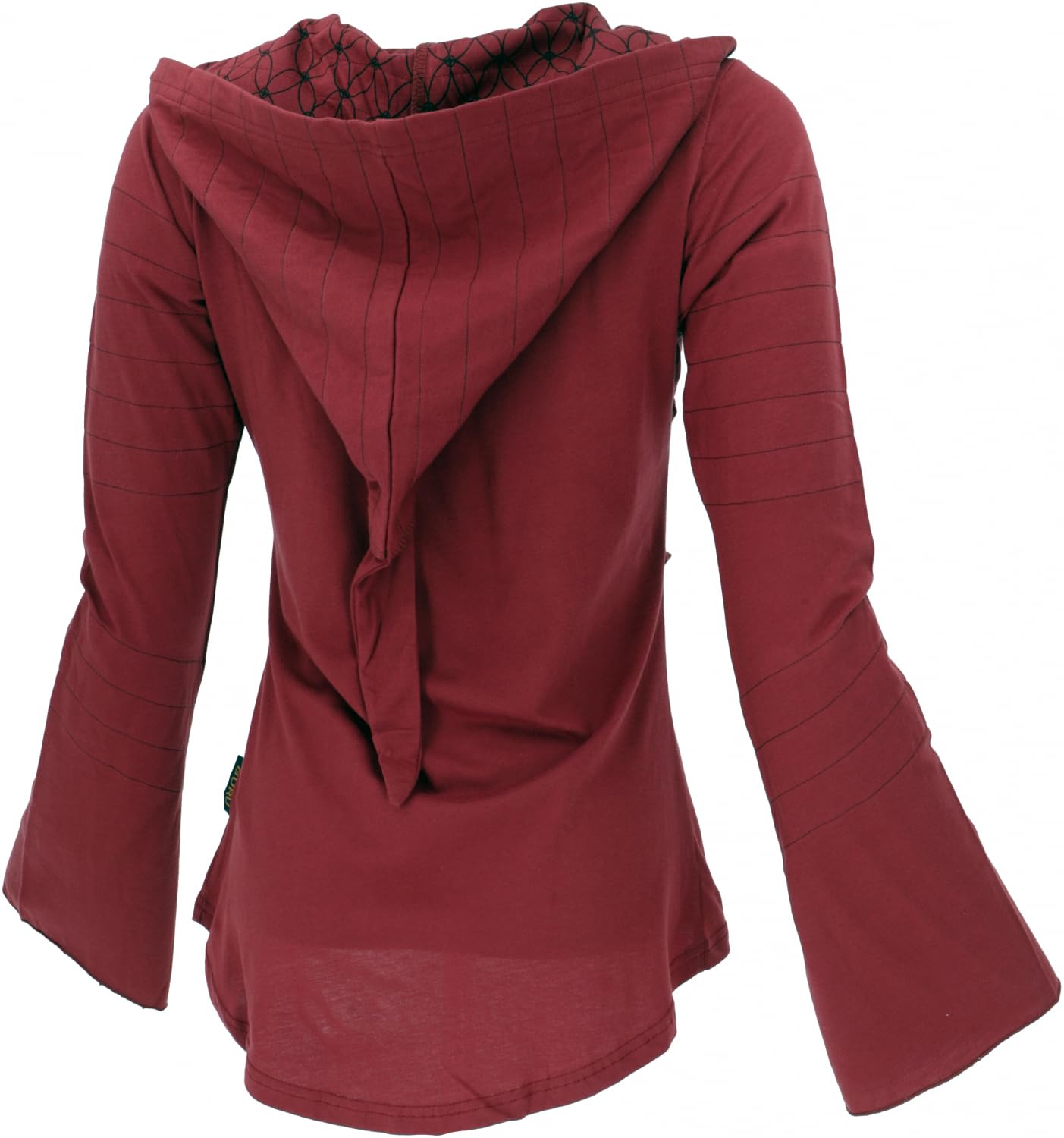 GURU SHOP Elfen Hoody, maglietta a maniche lunghe, Pixi, felpa con cappuccio Flower of Life, da donna, in cotone, maglione e maniche lunghe