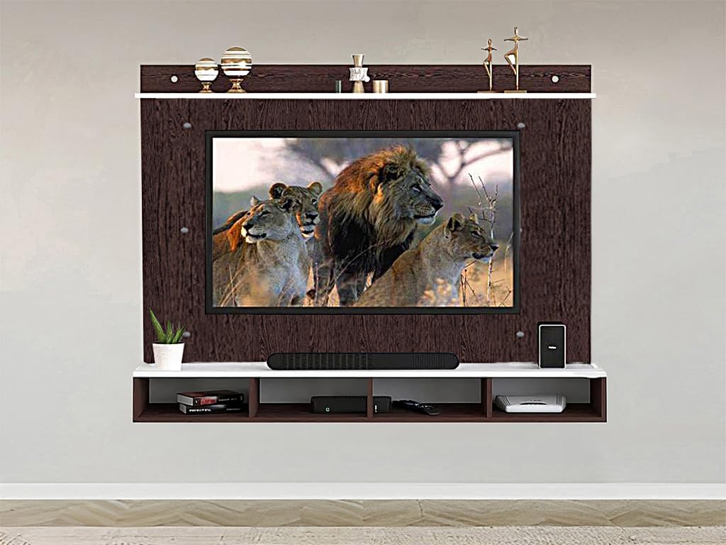 Ankit Crafts 32 to 65 Inches Engineered Wood Wall-Mount TV Unit Back Panel (Brown - 32-55 Inch with Fitting)-image-3