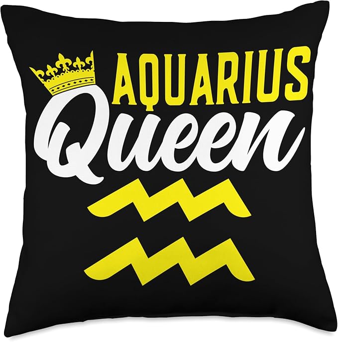 Aquarius Zodiac Astrology Sign Aquarius Queen Horoscope Astrology Zodiac Sign Throw Pillow, 18x18, Multicolor
