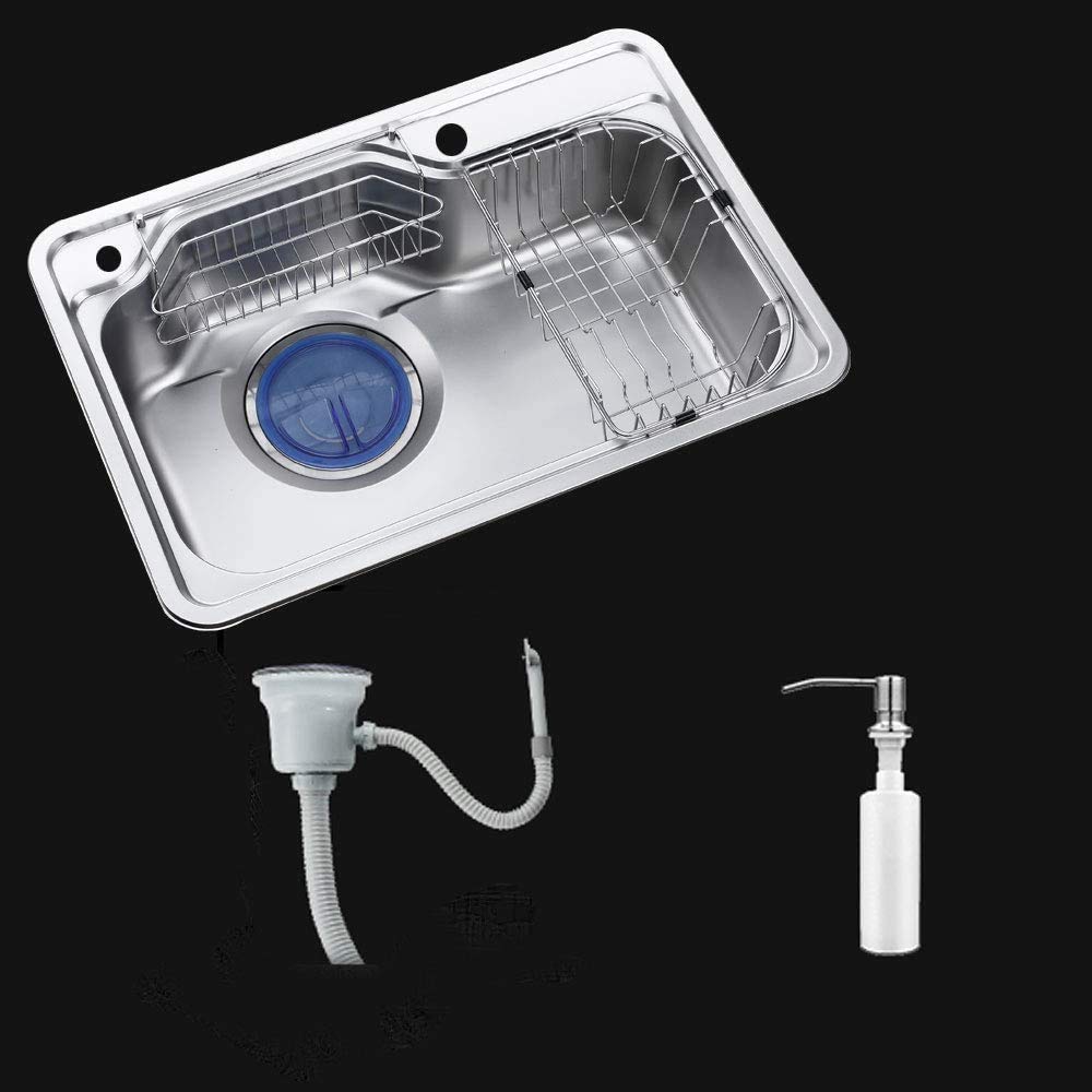 HomeLava Fregaderos de cocina Fregadero empotrado de un solo lavabo Accesorios de cocina (sin grifo incluido, 68 * 46 * 21 cm)