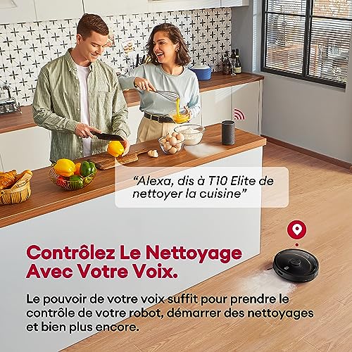 Ultenic T10 Elite Robot Aspirateur Laveur, Station Auto-Vidage, Navigation Lidar avec Cartographie, Connecté App et Alexa, Idéal pour Les Poils d'animaux, Cheveux, Poussière et Moquettes, Noir
