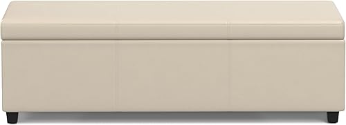 Miniatura 471 de Otomana rectangular de almacenamiento de cuero sintético Simpli Home Avalon., Cuero, Marrón Azul,Marrón Chocolate,Cloud gris,Gris oscuro,Azul