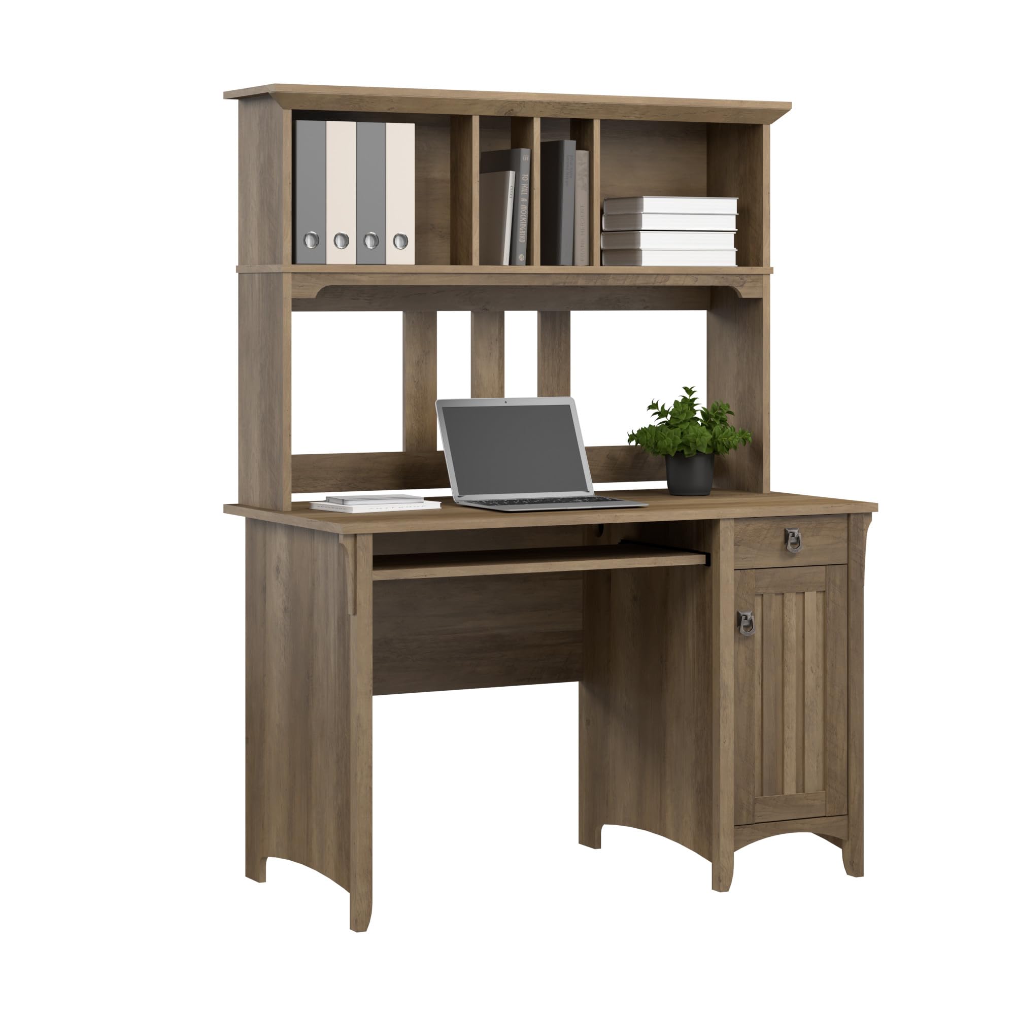 Bush Furniture Salinas Computer Desk with Hutch | Study Table with Drawers, Cabinets & Pullout Keyboard/Laptop Tray | Modern Home Office Desk in