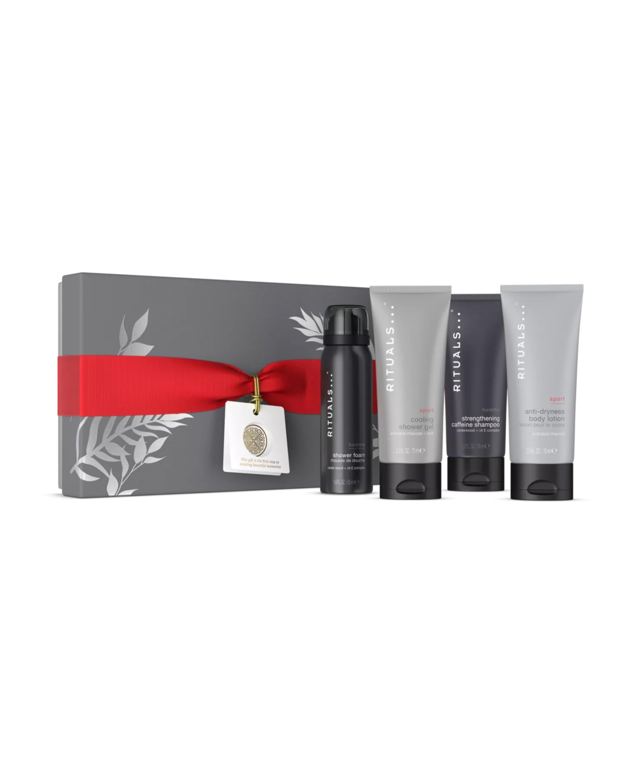 RITUALS Homme Cofanetto regalo uomo, Small – Set da bagno con shampoo rinforzante, gel docciaschiuma, crema corpo uomo e gel doccia rinfrescante – Arricchito con bambù, menta e legno di cedro