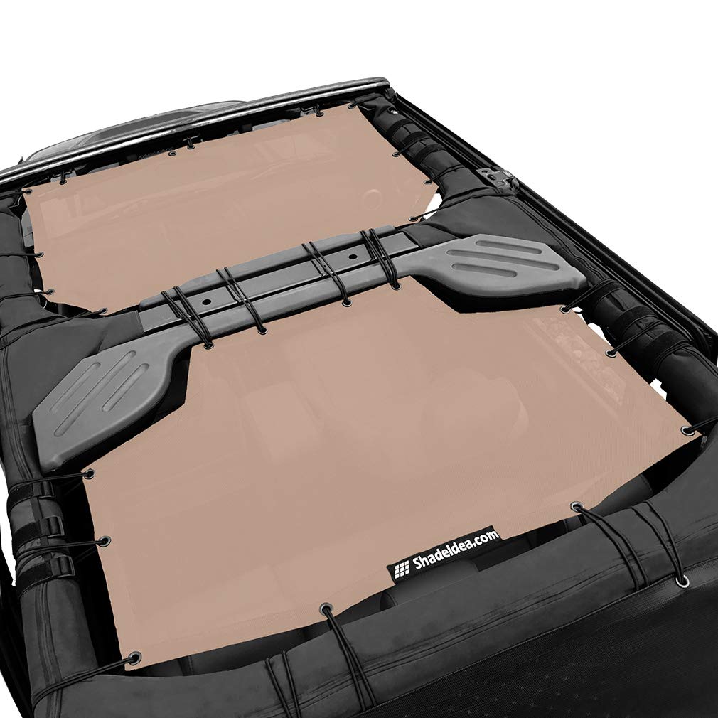 JK Sun Shade Top Compatible with Jeep Wrangler Sunshade Mesh Roof Tan