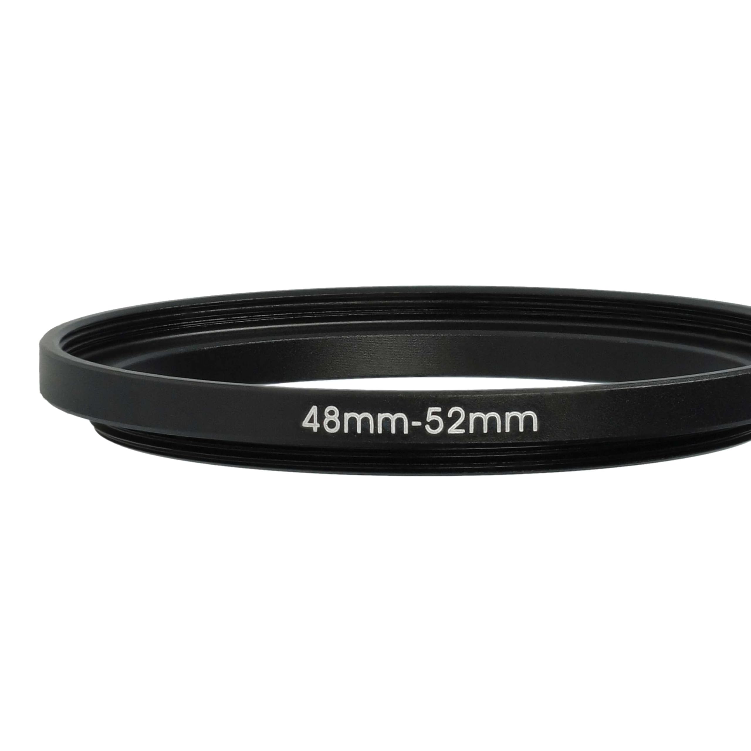 vhbw Adapter Step-Up Ring od 48 mm do 52 mm do obiektywu aparatu – adapter filtra, metal, czarny