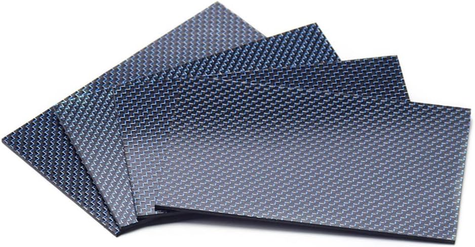 MOZTO 1pcs 75x125mm 3k Carbon Fiber Sheet, Blue and Silver Wire Woven Gloss/Matte Finish Carbon Fiber Panel Board (Color : 75x125x4.0mm Glossy)