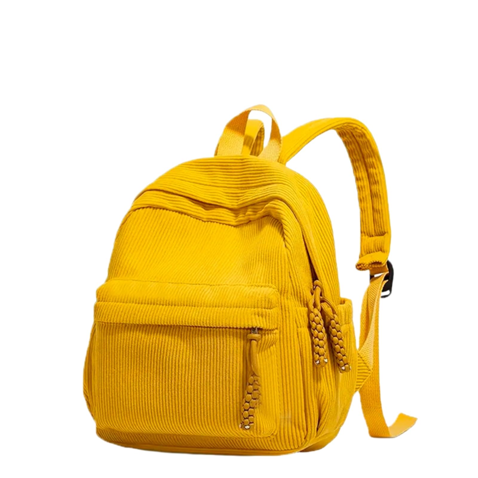 Zaino da Viaggio Mini Verticale Nero Intrecciato con Cerniera A Perline Tira Il Sacco Giorno Luce Tasca Laterale per Lo Shopping Casual Giornaliero-Khaki