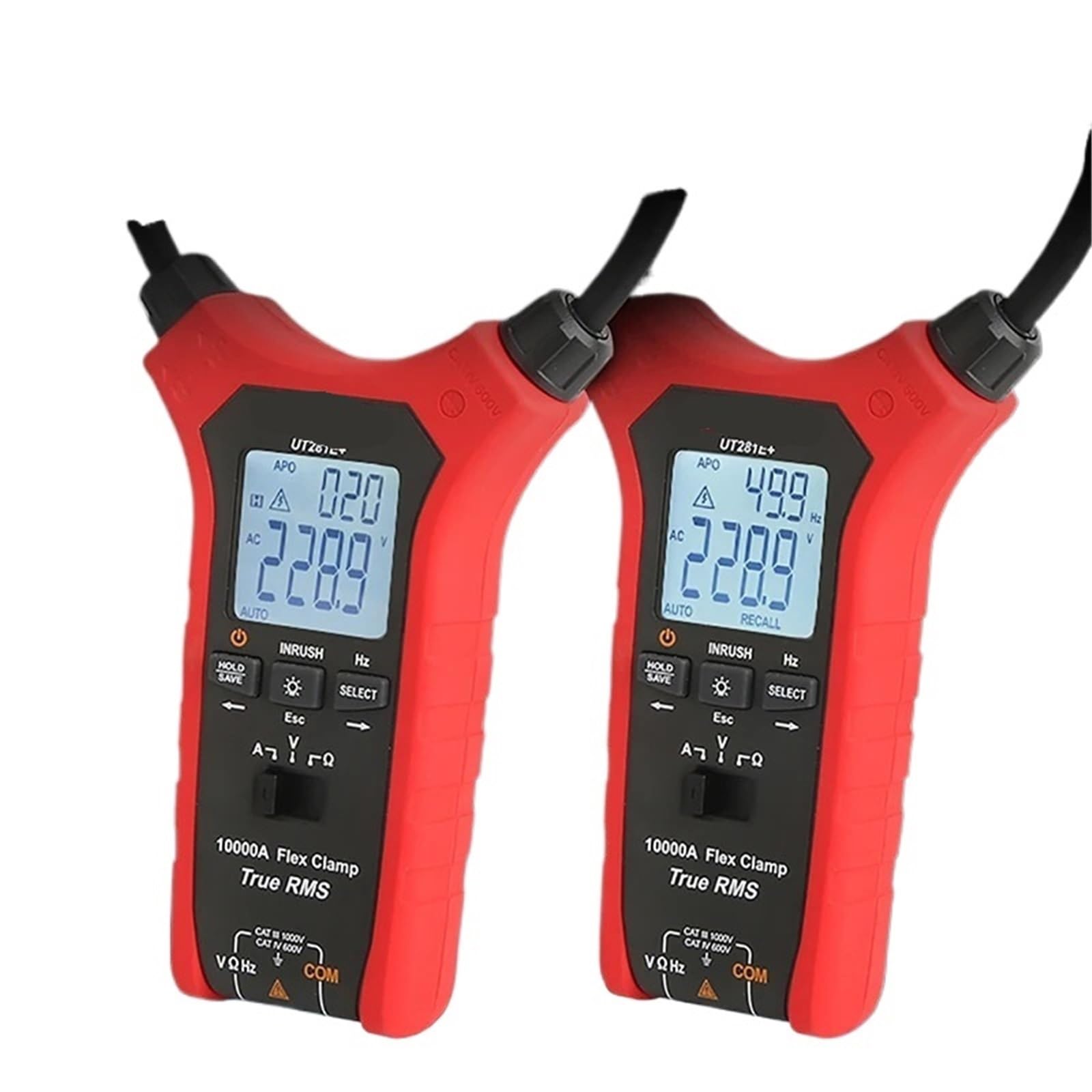 Pinza amperimétrica digital flexible UT281E+ de 10000 A, 6000 cuentas, multímetro, amperímetro, voltímetro, frecuencímetro.