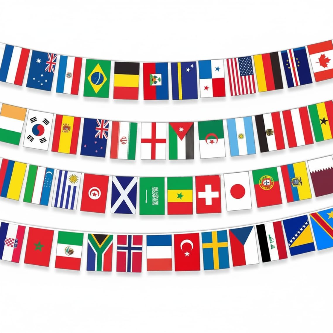 Xdyyjrasa World Flags Banner - 2026 Flag Banner Garland, 42 Country Flags 72.18ft Polyester Bunting for Sports Bar Party Decor