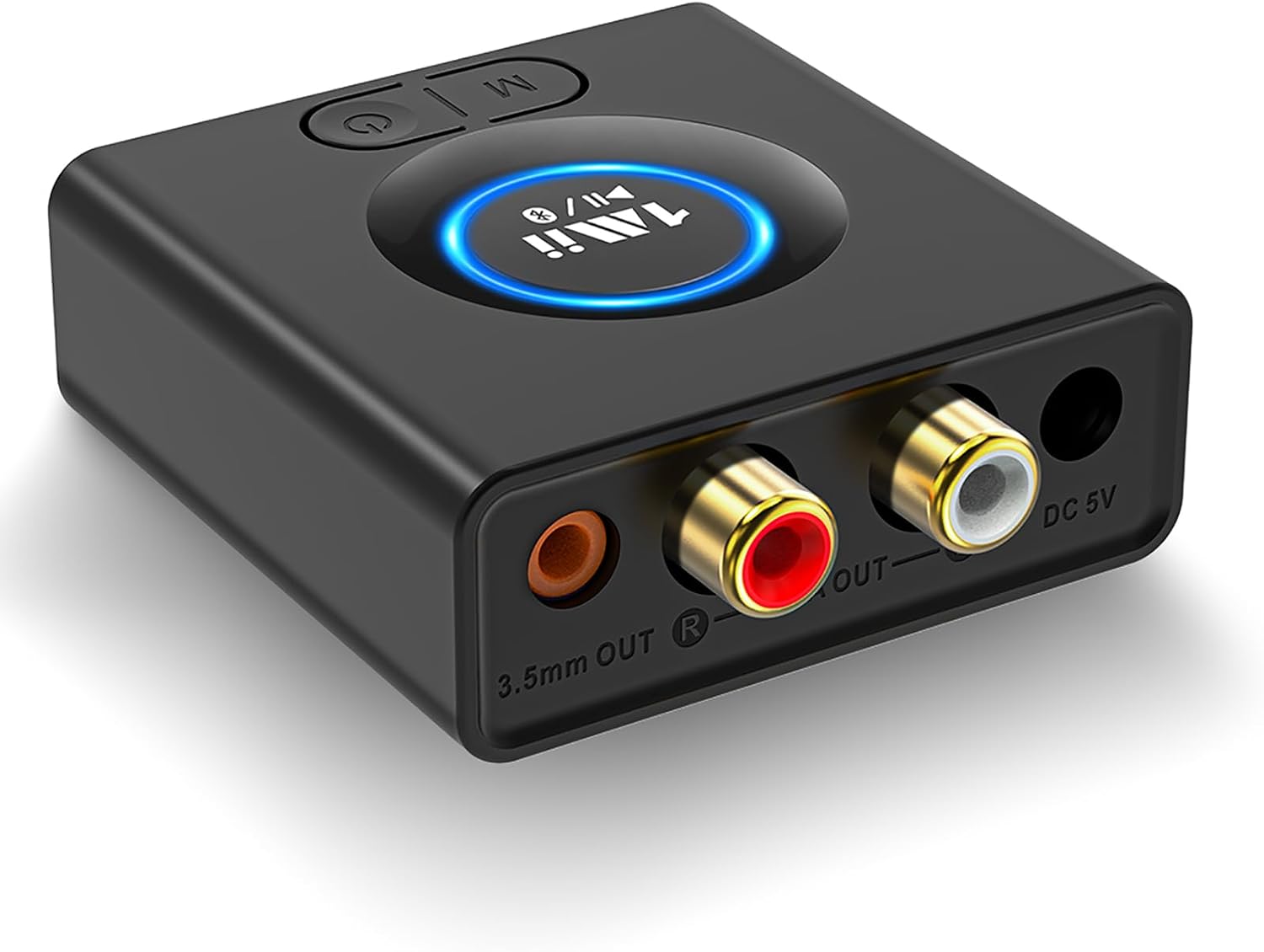 1Mii Bluetooth Receiver for Home Stereo, Wireless AUX & RCA Adapter, Dual Device Pairing, 12H Playtime, Bass Boost, Bluetooth 5.1 Audio Adapter for Home & Car