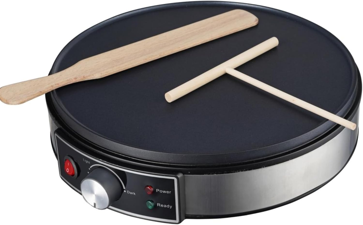 Morning Star 12-Inch Electric Crepe Maker with Nonstick Cooktop | Portable Griddle | Adjustable Temperature Control | Includes Wooden Spatula, Batter Spreader, 2 Recipe Booklets