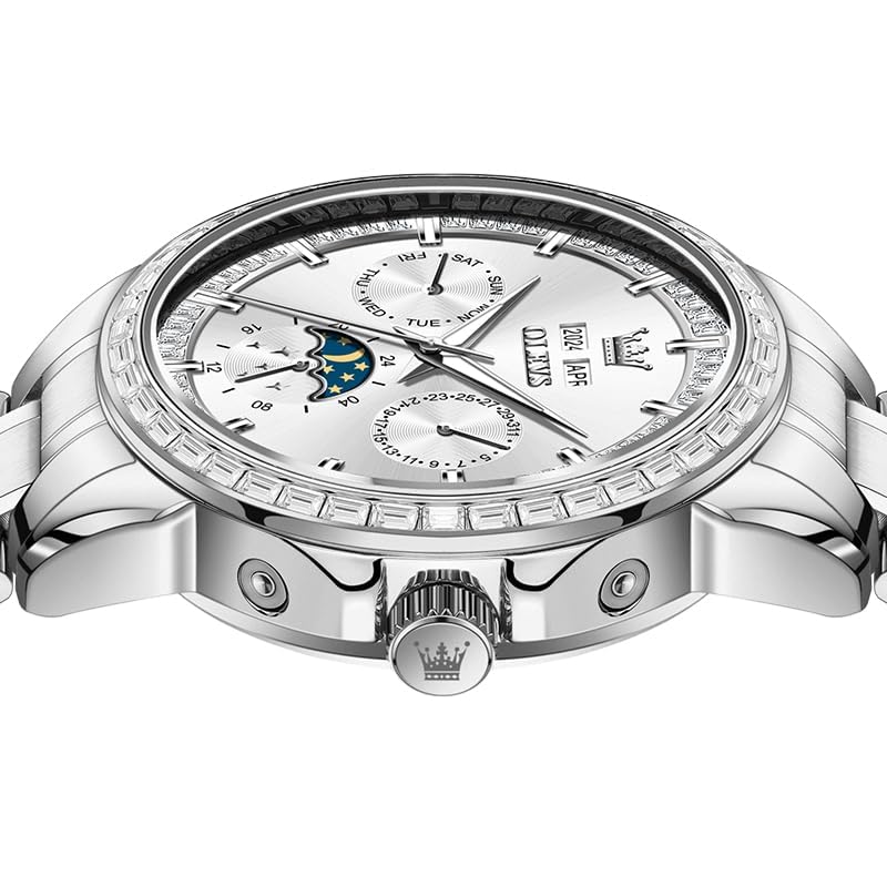 Image of OLEVS Automatic Watches for Men 43MM Skeleton Large Dial 3Hand Self Winding Watch Stainless Steel Dress Luxury Mechanical Waterproof Luminous Wirst Watch Gift