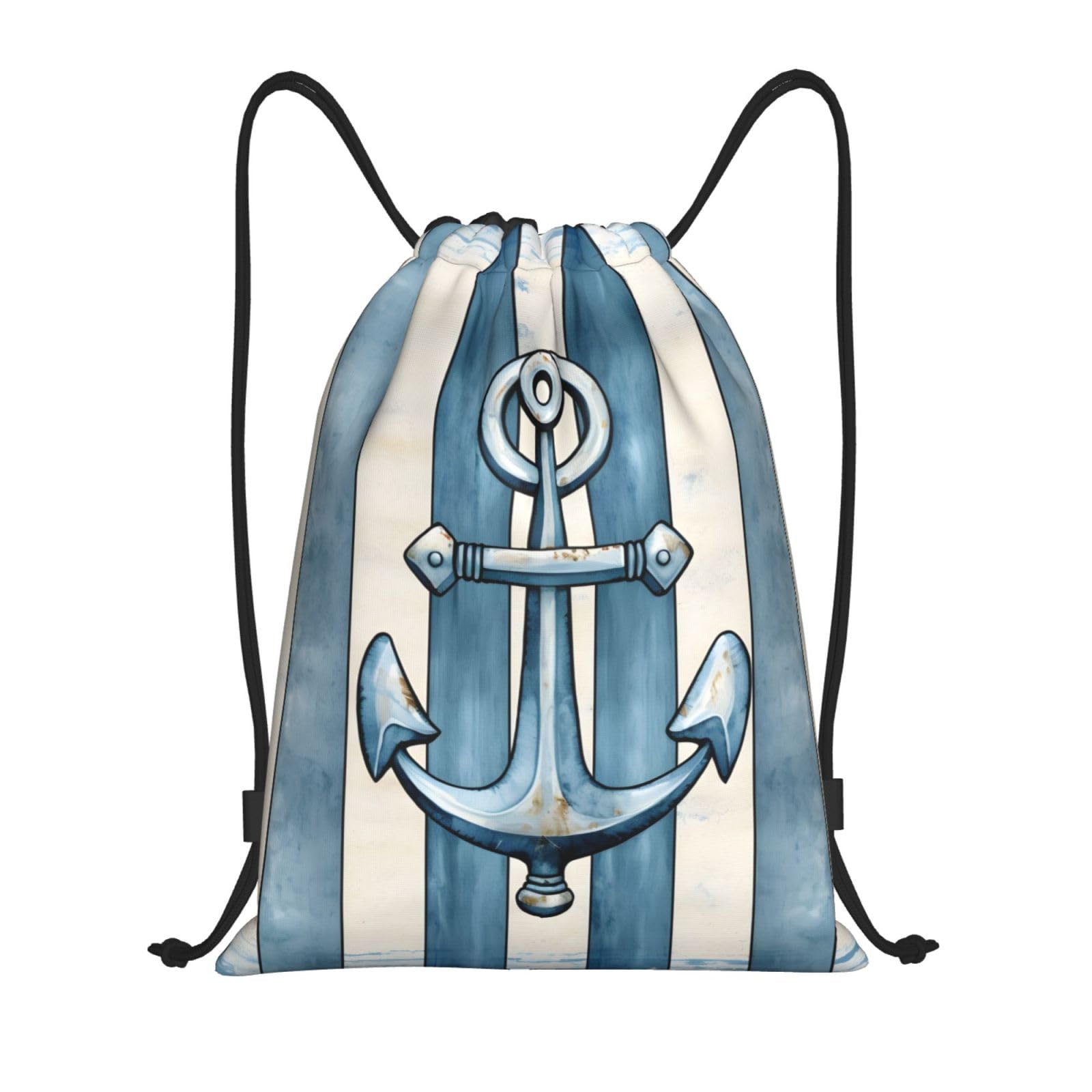 Drawstring Gym Bag for Men/Women,Retro Nautical Geometric Stripe Print Draw String Back Bag Sports Gym Beach Swim Backpack