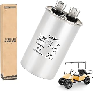 10L0L Golf Cart Charger Capacitor 20.5MFD(20 uF) 370VAC for EZGO/Club Car/Columbia 36 Volt Powerwise or Lester Chargers,OEM# 11560G1 11560G2 17077G1 17122G1 28109G01 1012115