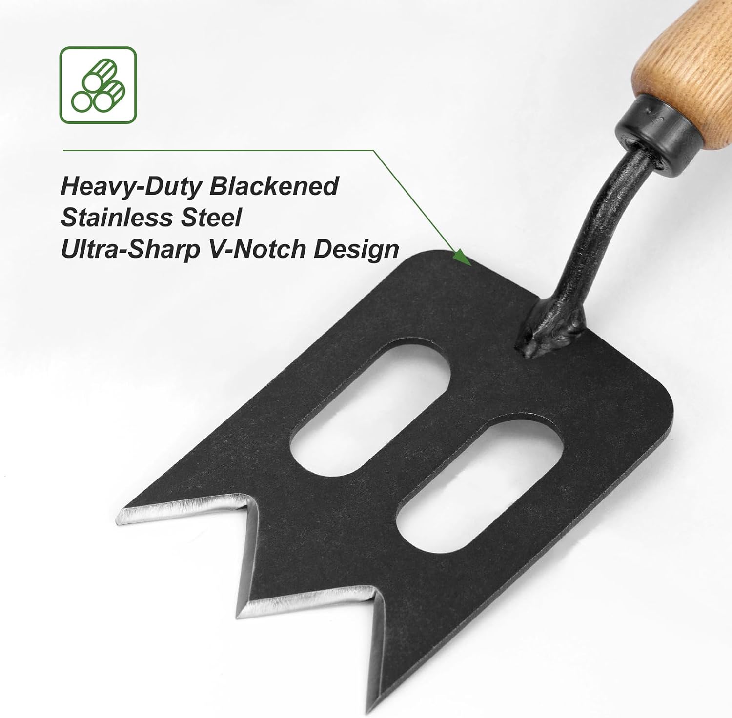Stainless Steel Multi-Tool Spork Design, Rofessional Hand Garden Tool with Wooden Handle, Outdoor Gardening Fork