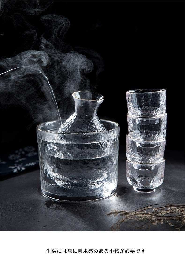 Japanese Sake Set Retro Glass Cups Crafts Wine Glasses Wine Glass Set for Warm/Cold Sake Service
