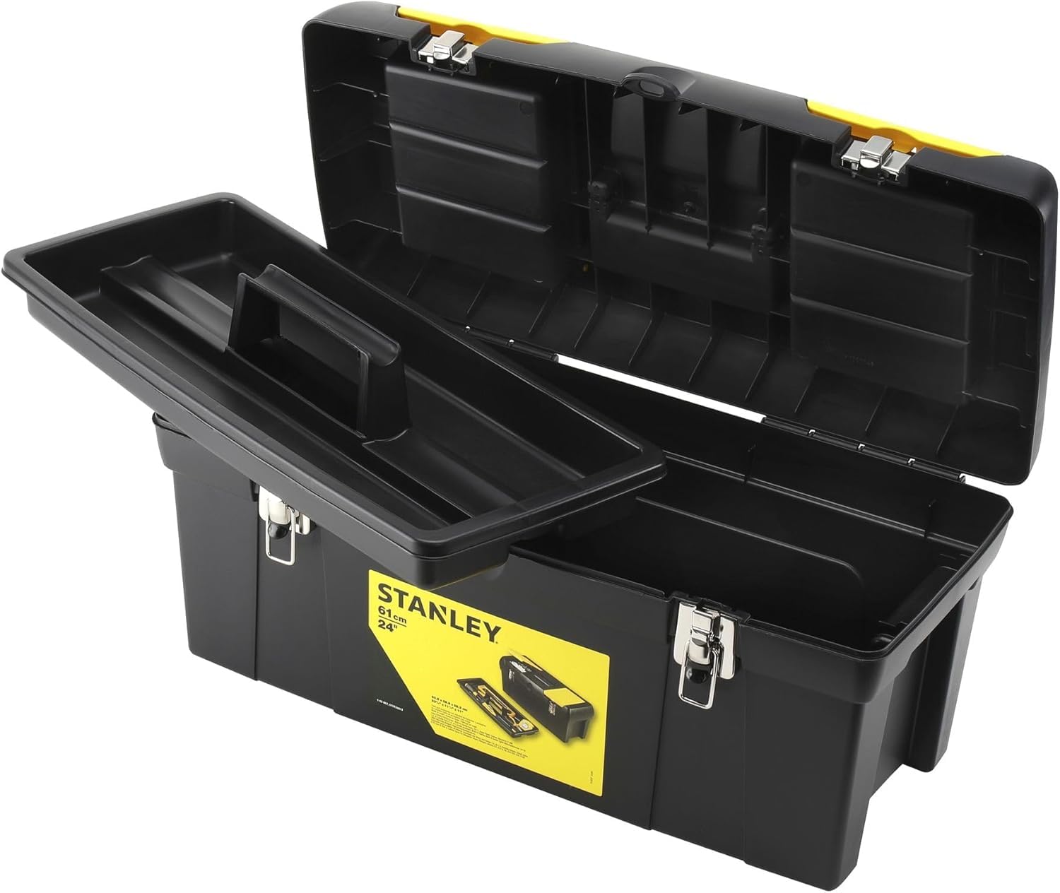 STANLEY Toolbox with Metal Latch, 2 Lid Organisers Portable Tote