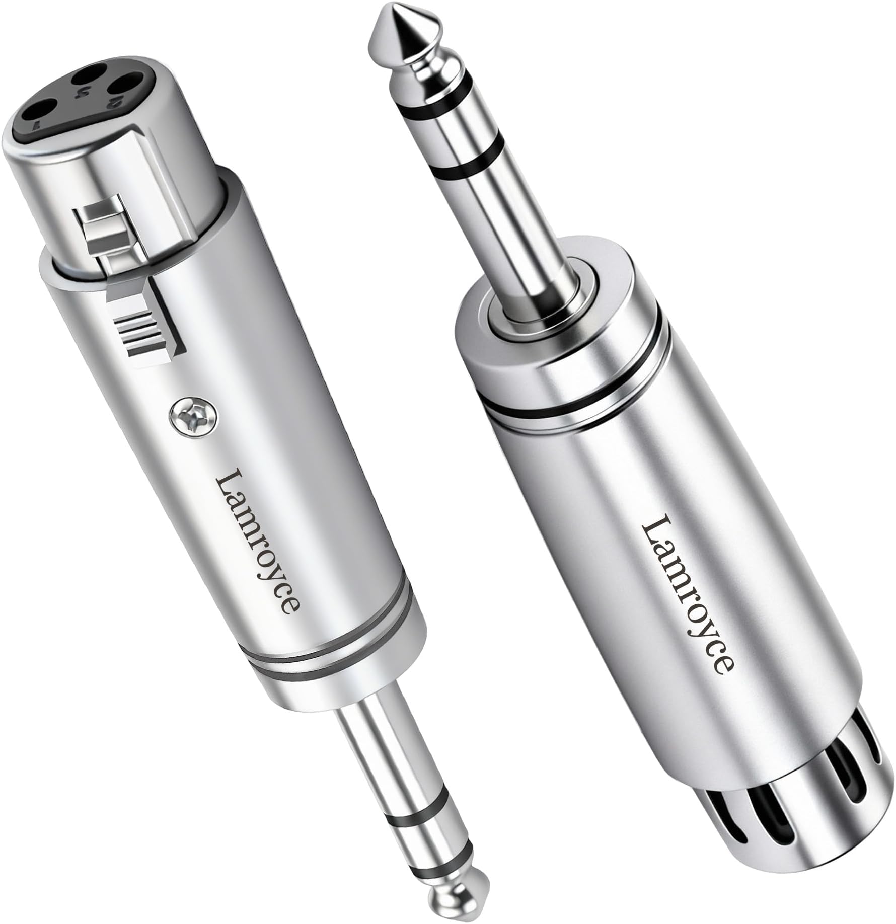 1/4 Inch (6.35mm) to XLR Adapter 2 Pack, 1/4" 6.35mm TRS Stereo Male to 3-Pin XLR Female Balanced Mic Audio Converter Connector for Microphone Preamp, Mixer, Speaker, Amplifiers, Audio Interface