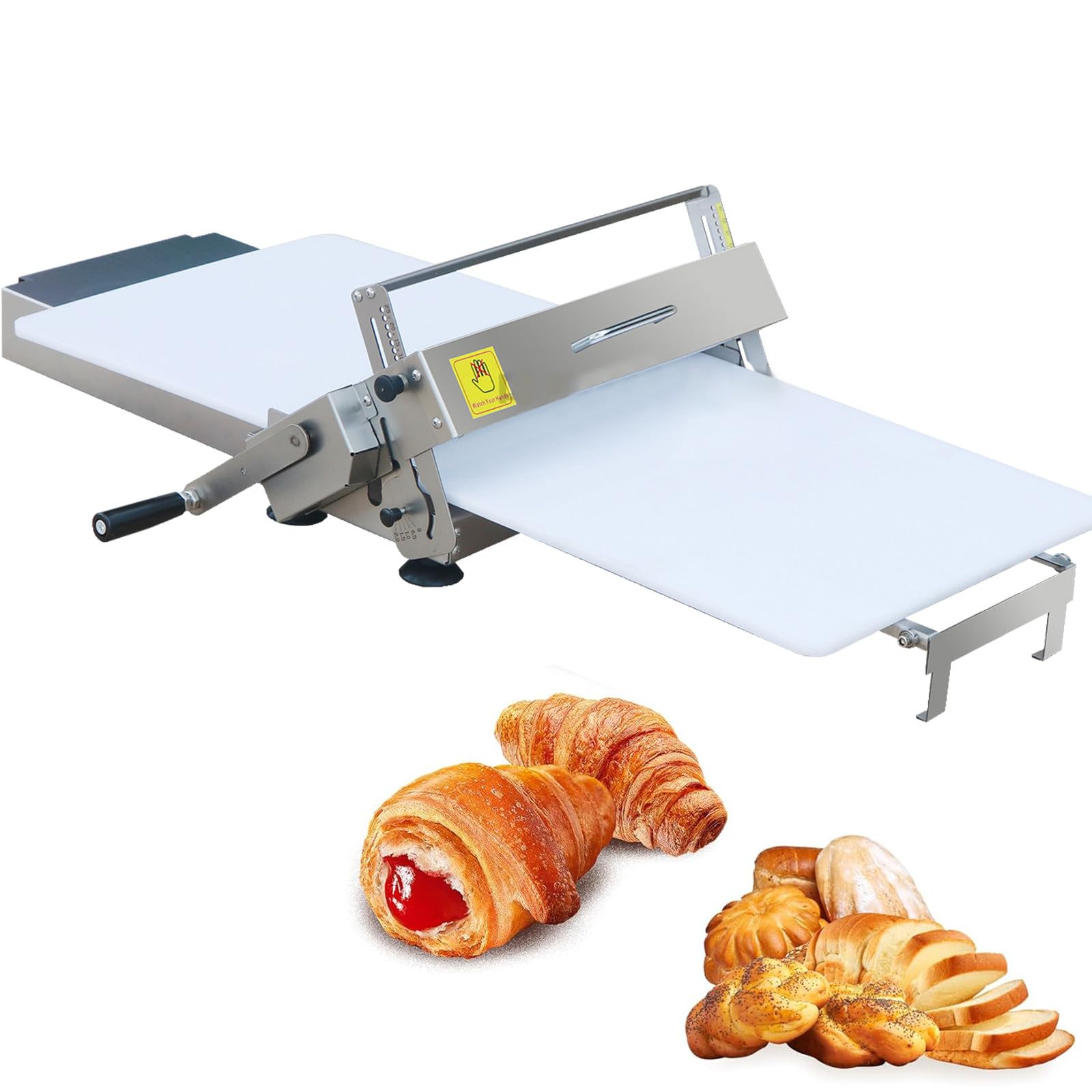 Sfogliatrice Professionale Pieghevole, a Manovella, per Aumentare L'Efficienza dei Croissant, Cucine Domestiche e Piccole Panetterie, Spessore Regolabile, per Croissant, Pasta Sfoglia B400