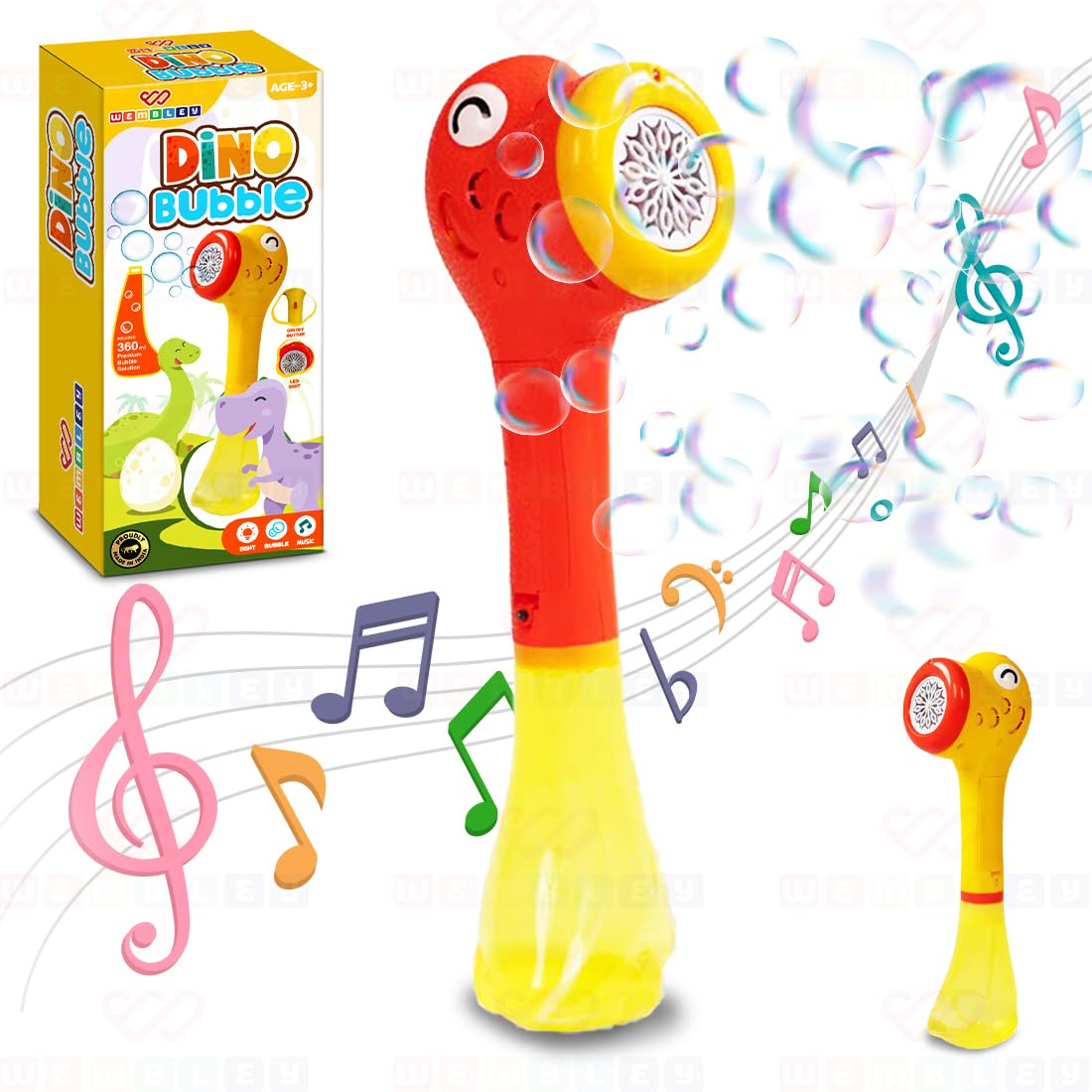 Wembley Dinosaur Bubble Gun Wand for Kids Toddlers with Solution Machine Blower Party Favors Outdoor Toy Birthday Gift for 3-8 Year Old Children - Random Colors