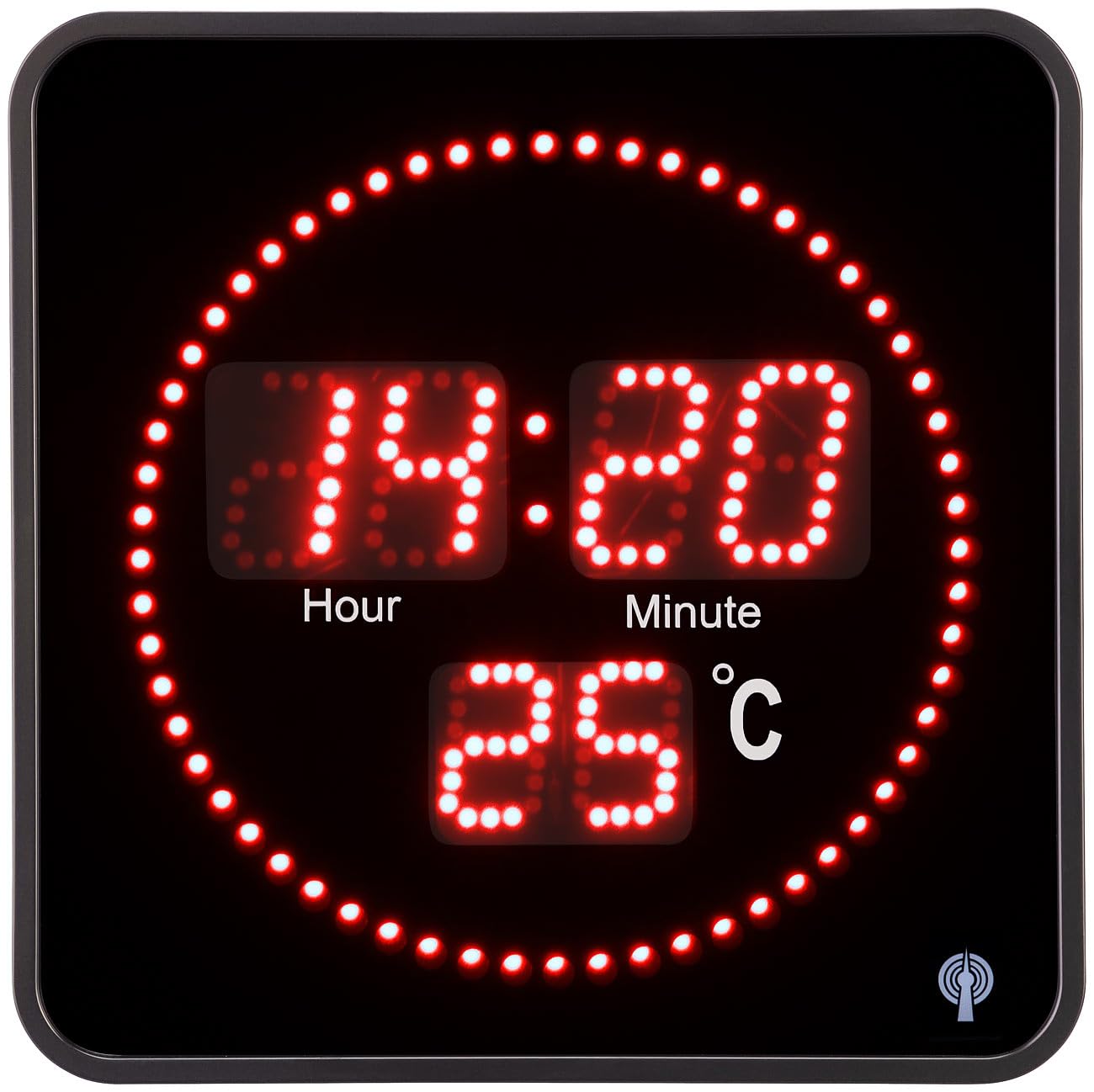 Lunartec Digitale Wanduhr: Flache LED-Funk-Tisch- und Wanduhr, Temperatur-Anzeige, rote LEDs (Digitale Uhr, Funkuhr Küche, Uhrwerk)