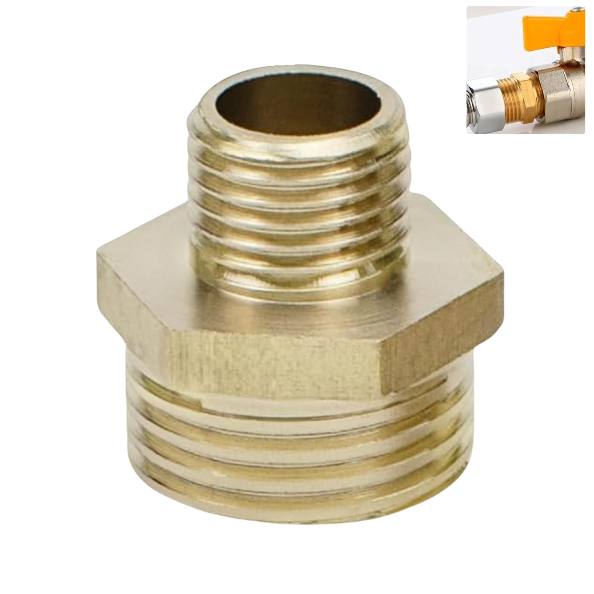 Ttforyuhoze Men's 05 3/4” Ght X 1/2” Npt Connector, Brass Garden Hose Fitting, Adapter, Industrial Metal Brass Garden Hose To Pipe Fittings Connect (1 Pack)