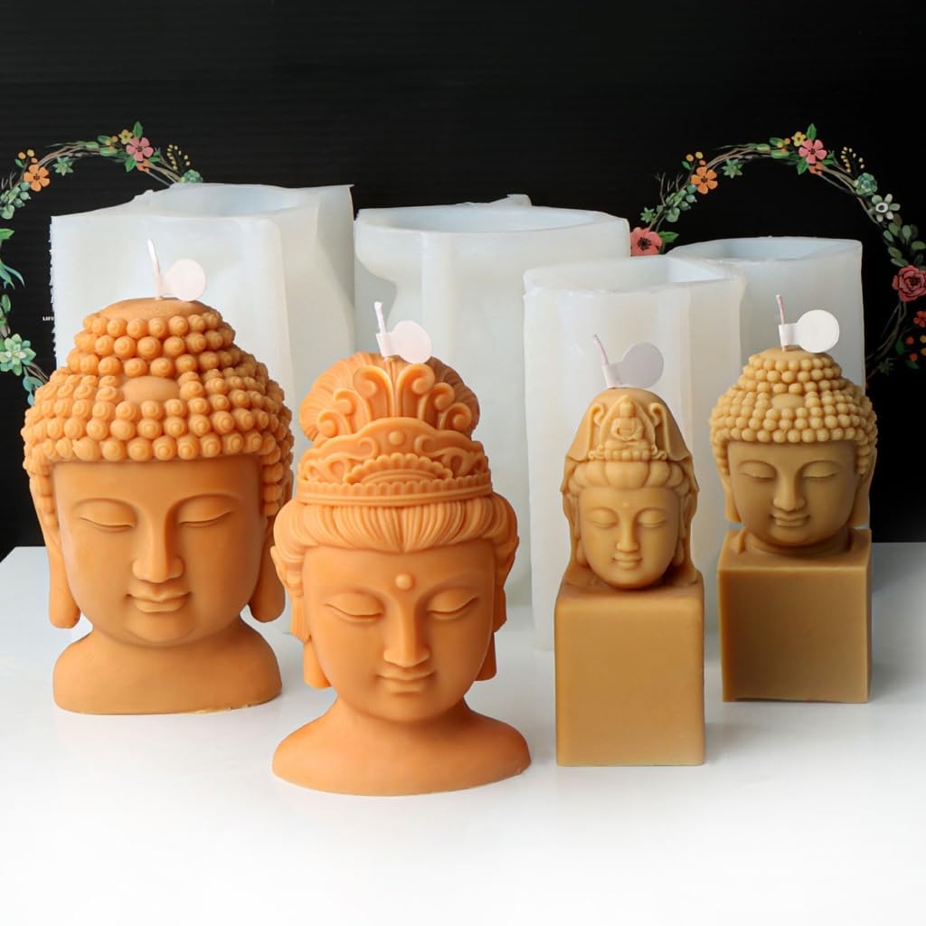 Silicone Mold Buddhas Head Epoxy Gypsum Home Decors for Handcrafts Resin Plaster Decor