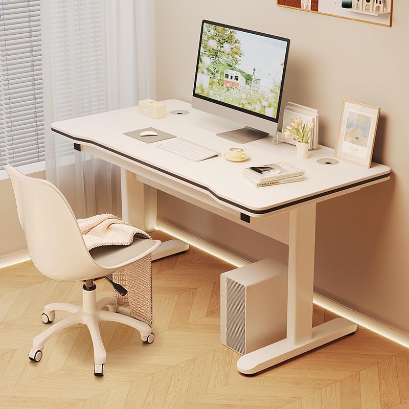 Gaming Desk Computer Writing Table for Home Office Student Art Modern Simple Style with T-Shaped Metal Bracket PC Wood Suitable for Offices&Bedrooms
