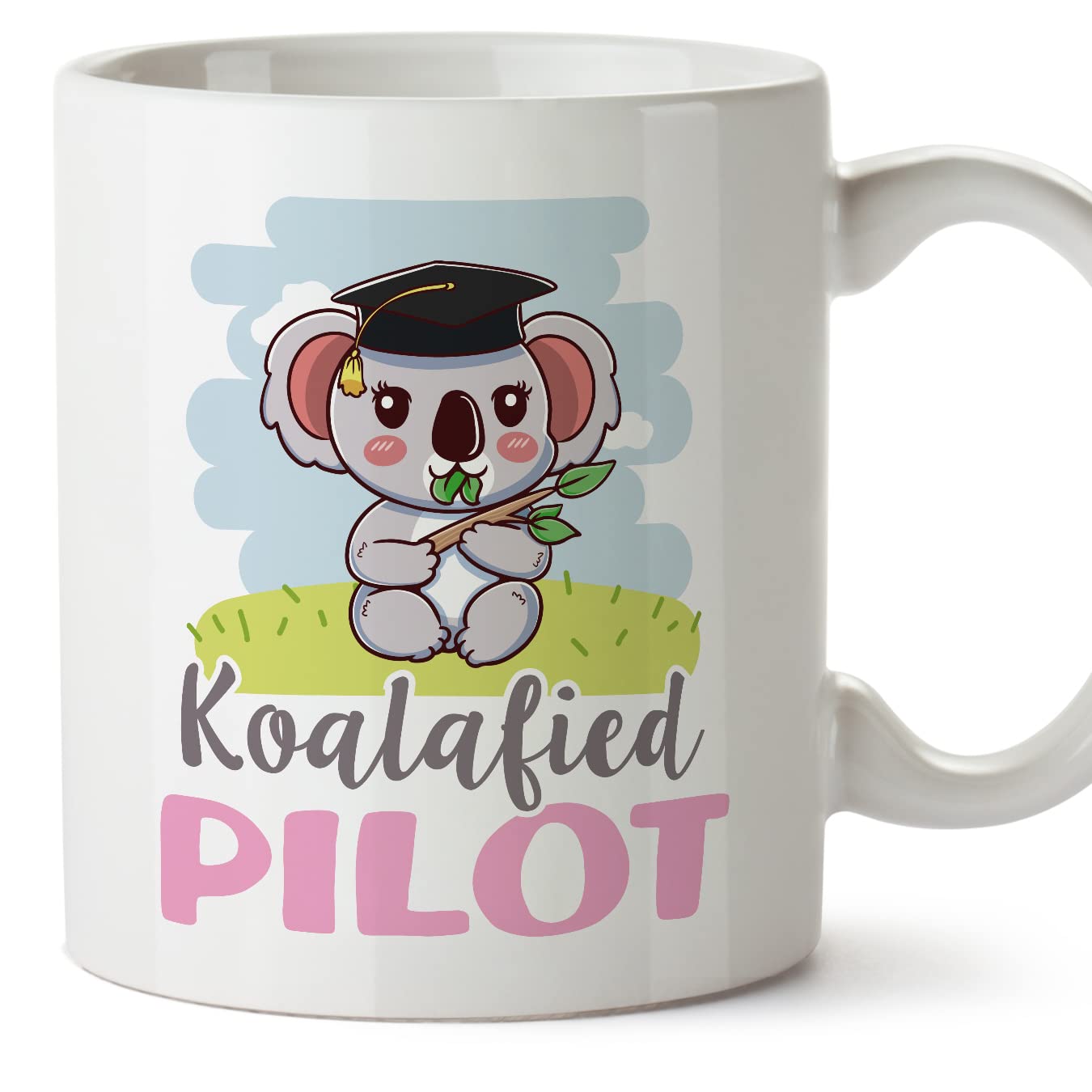 MUGFFINS Pilot Woman Mug - in English - Koalafied - Funny Gift for Colleagues - Ceramic 11oz Mug