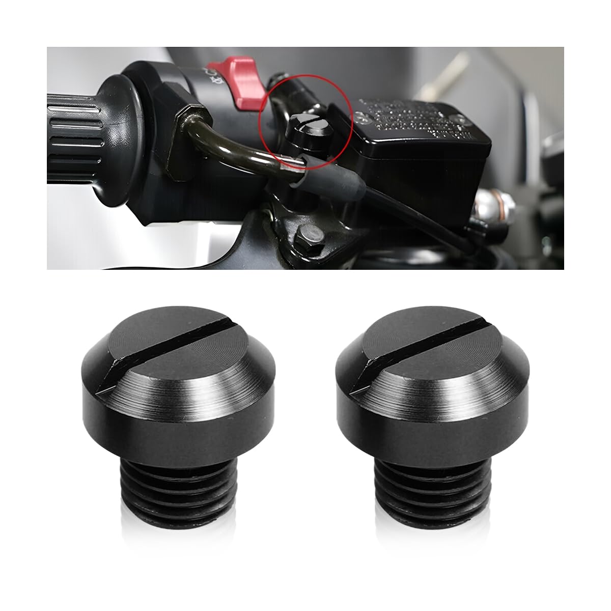 AUCELI 3PCS Motorcycle Mirror Hole Plugs, M10*1.25mm Aluminum Vehicle Rear View Mirror Screws, 2 Regular and 1 Reverse Mini Automotive Screw Caps Universal for Vehicles, Trucks and More