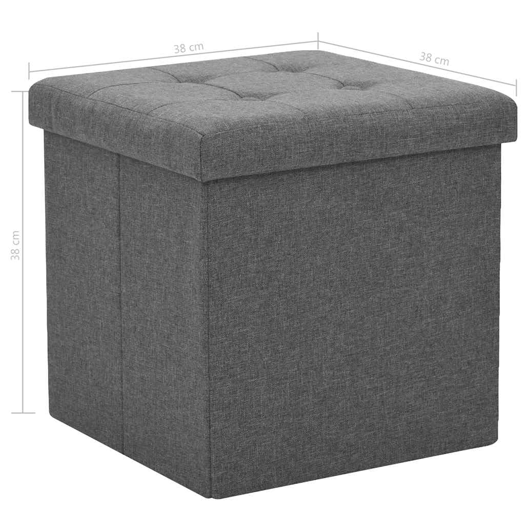 vidaXL Hocker mit Stauraum 2 STK. Dunkelgrau Leinenoptik