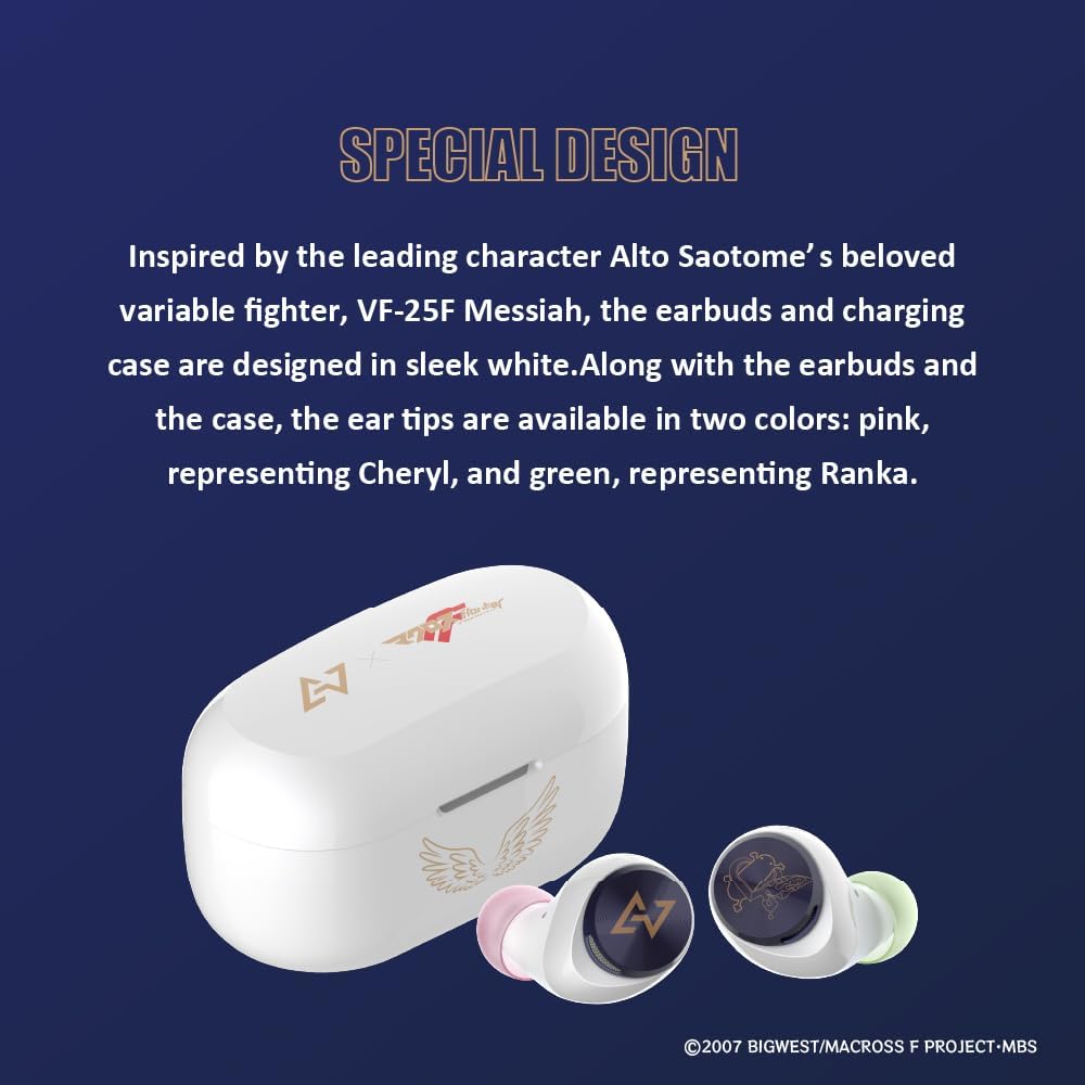AVIOT Macross Frontier Wireless Earbuds TE-D01v-MCF,Officially Licensed(Exclusive Edition) Sepcial Package,Desgin,Japanese Sepcial Voice,Noise Cancelling Earbuds