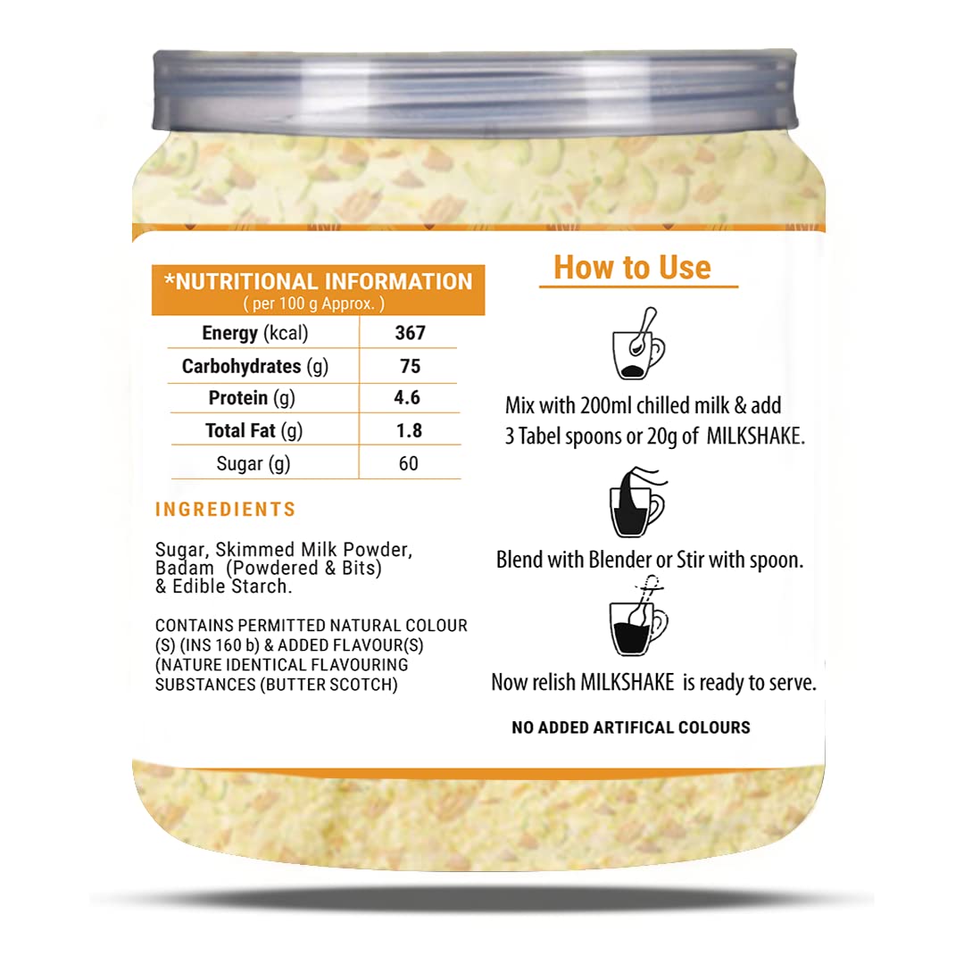 Brew Lab Butterscotch Badam Milkshake Mix Powder with Badam Bits 250 g