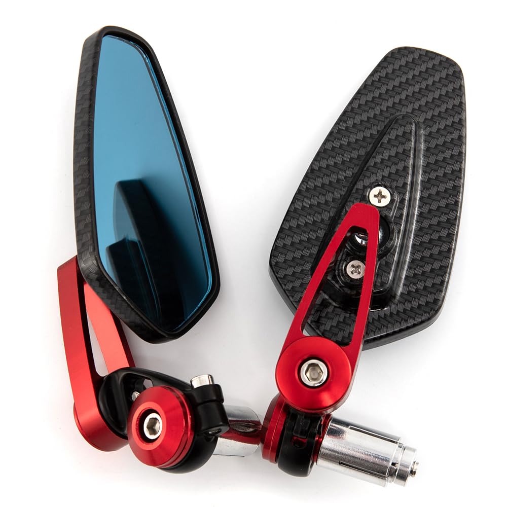 Retroviseur Moto Embout De Guidon Universel Rétroviseur d'extrémité de guidon pivotant à 360° en aluminium Compatible avec les quads, scooters et VTT (Rouge)