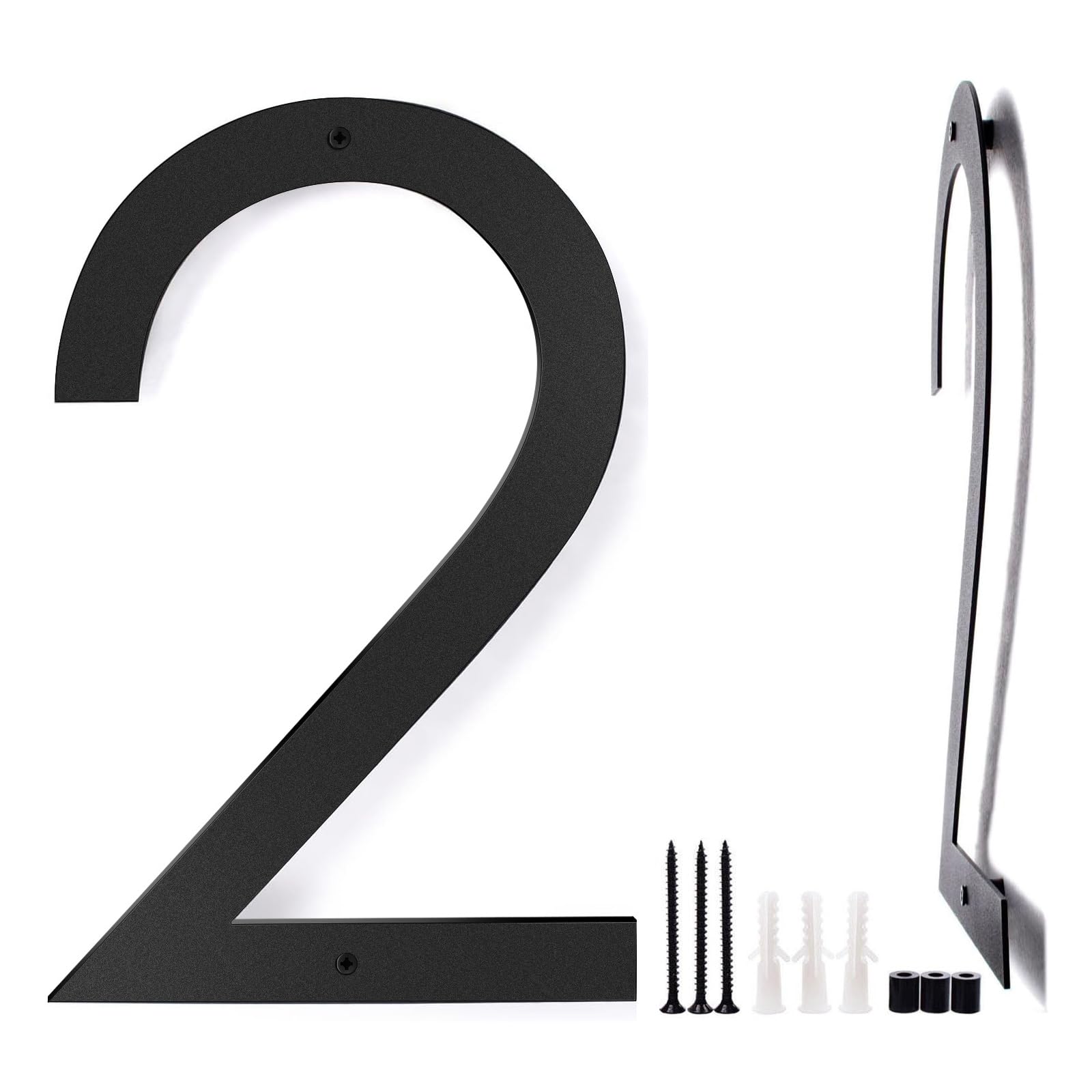 16 Inch House Numbers Stainless Steel for Outside Extra Large Floating House Numbers, Matte Black Steel 16'' Address Number 2