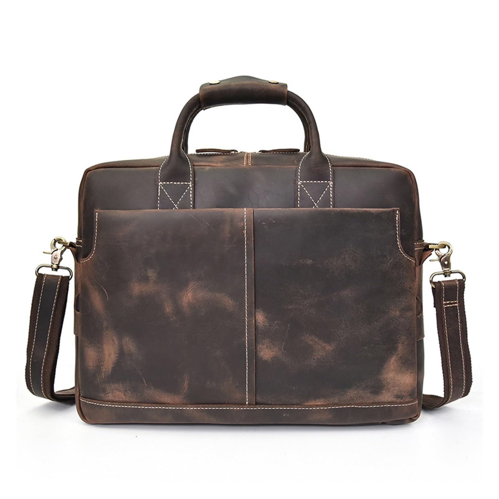 Porte-documents vintage en cuir de vachette véritable et grand sac à bandoulière d'ordinateur