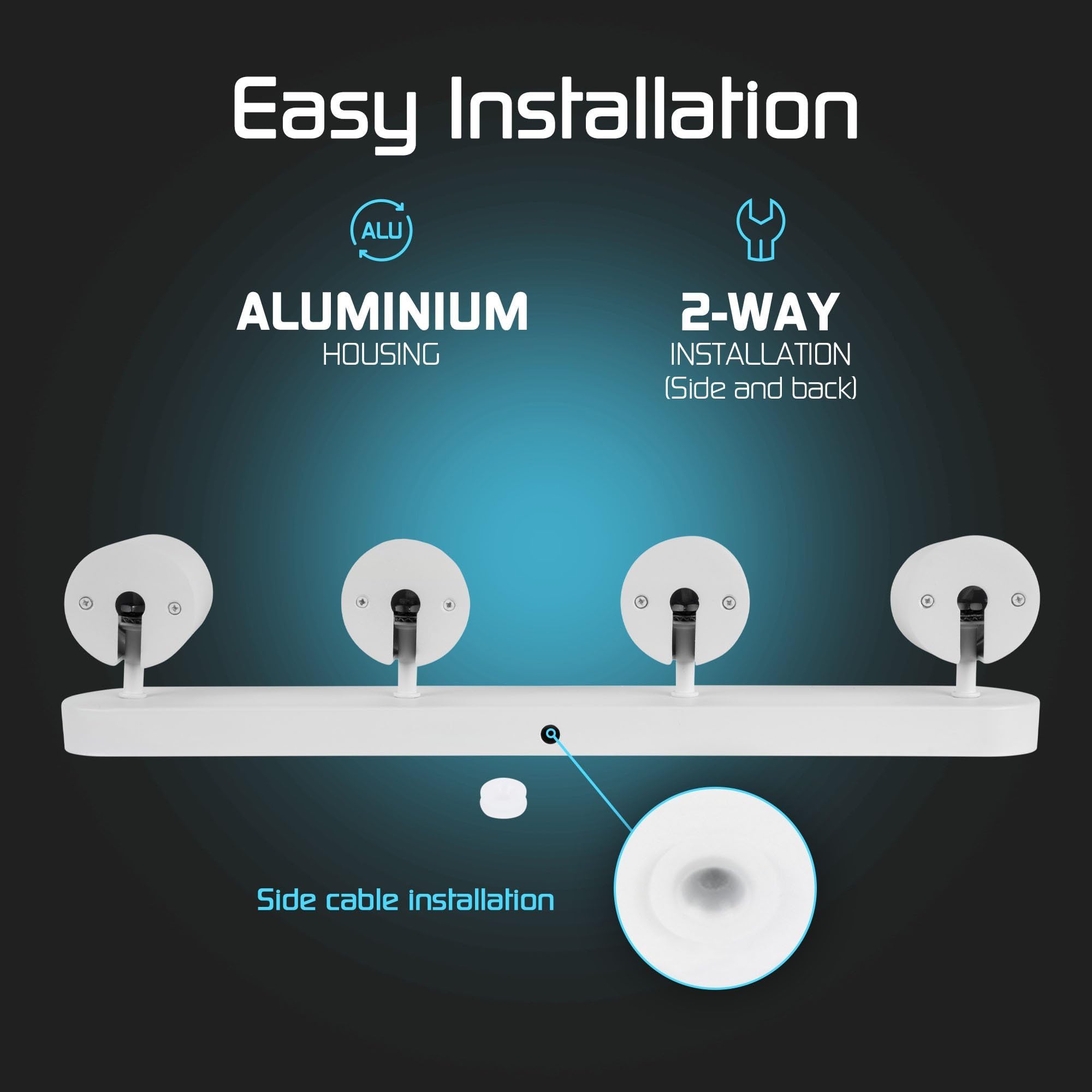Ledvion LED Deckenstrahler Weiss 4-Licht Rechteck GU10 3W Neutralweiss