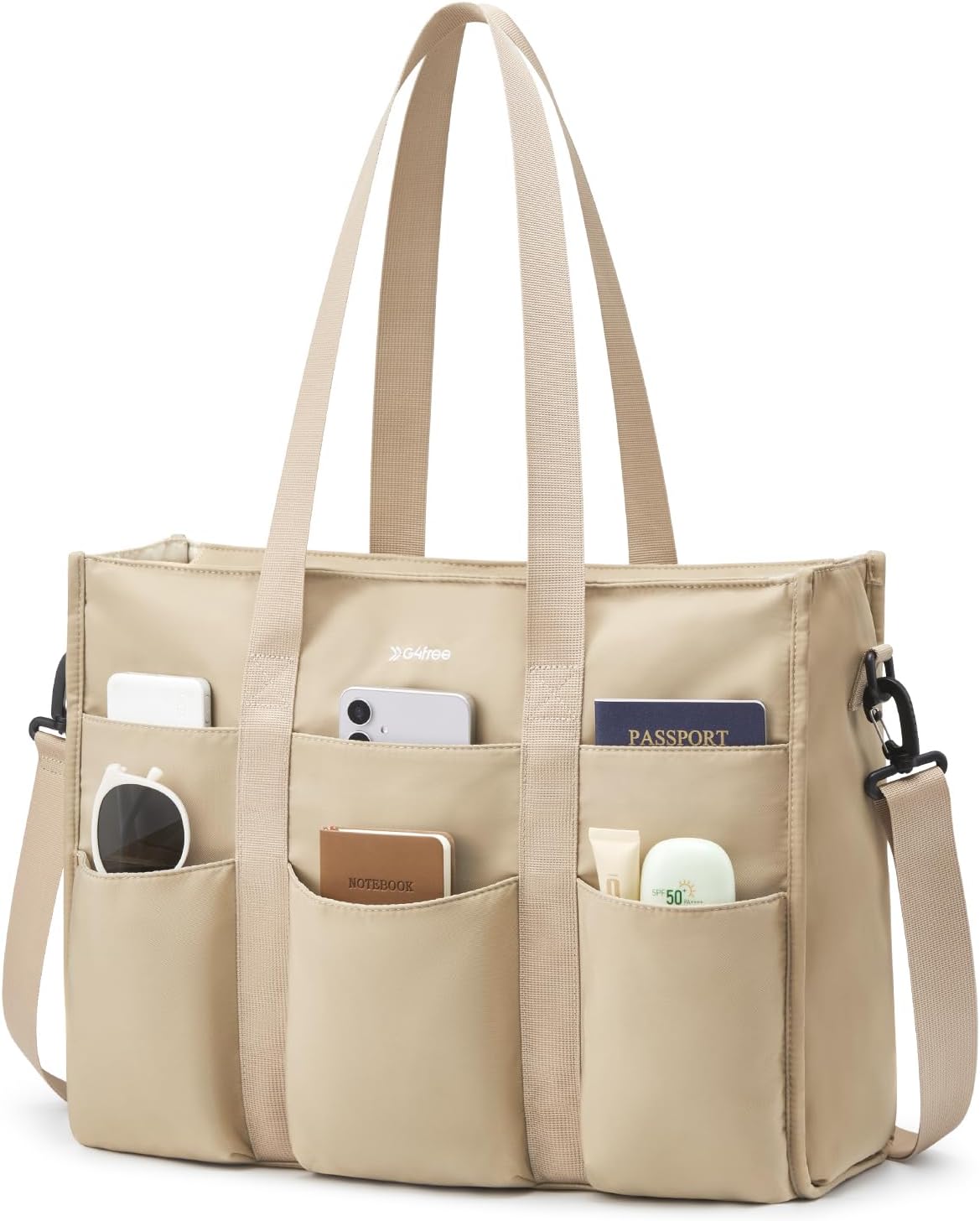 G4Free Tote Bag for Women, Multi-Compartment Large Capacity Work Bag with Zipper Top Handle, Shoulder Bag for Travel