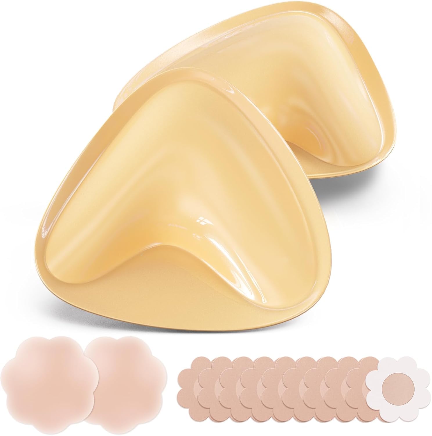 Double Sided Sticky Bra Inserts, Reusable Push Up Adhesive Pads with Padding for Bikini, Swimsuit, Sports Bra (UK, Cup & Band, C) Nude