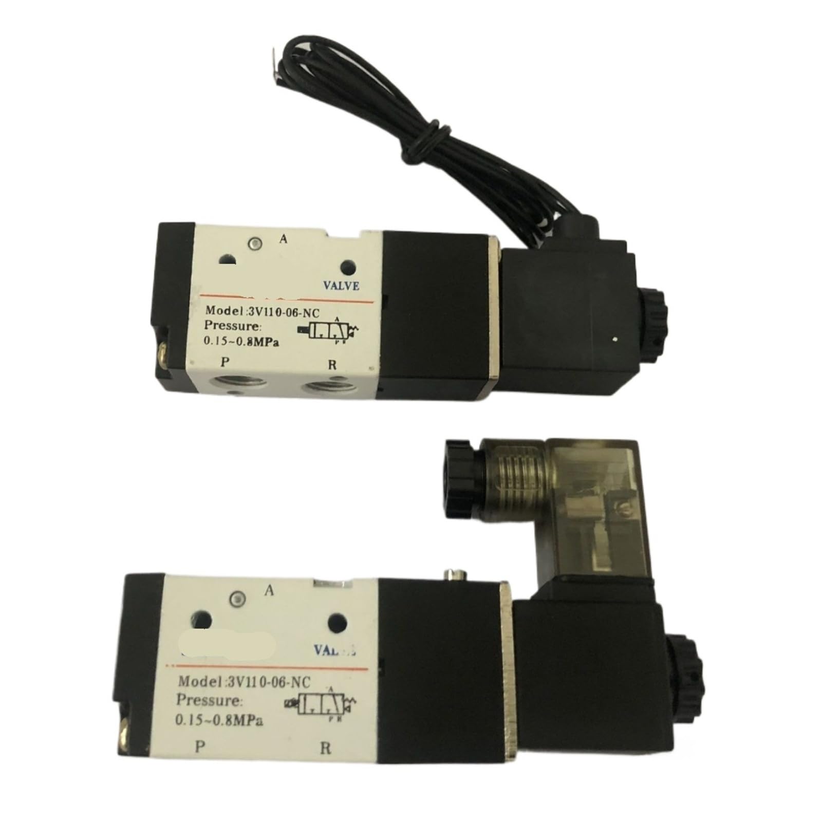 Électrovanne 3V110-06 pneumatique 3 voies 12V 1/8 pouce en aluminium noir