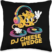 Dj Cheese Wedge Cartoon Headphones Fun Throw Pillow