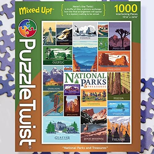 PuzzleTwist Jigsaw Puzzle | National Parks and Treasures | Mixed Up! Series | 1000 Pieces | Vacations Landmarks Family Pastime