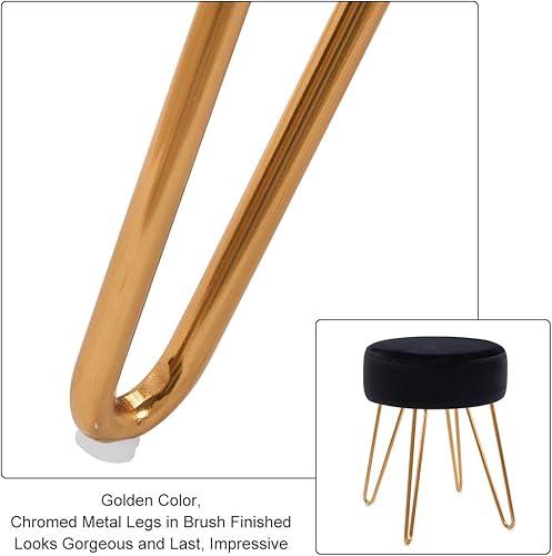 Miniatura 5 de Duhome Velvet Ottoman, Taburete de tocador de maquillaje, taburete contemporáneo, taburete de metal redondo mongol, taburete de tocador, taburete