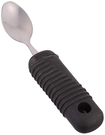 Sammons Preston Sure Grip Teaspoon, Stainless Steel Spoon with Thick Rubber Handle, Comfortable and Easy to Hold Silverware with Grips for Weak Grasp, 7" Long Versatile Grip Utensil with Good Grips