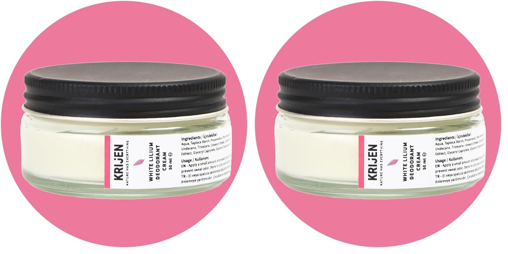 Beyaz Zambak & Üzüm Çekirdeği Krem Deodorant 50 Ml-Bitkisel Ter Kokusu Önleyici (2 paketi)