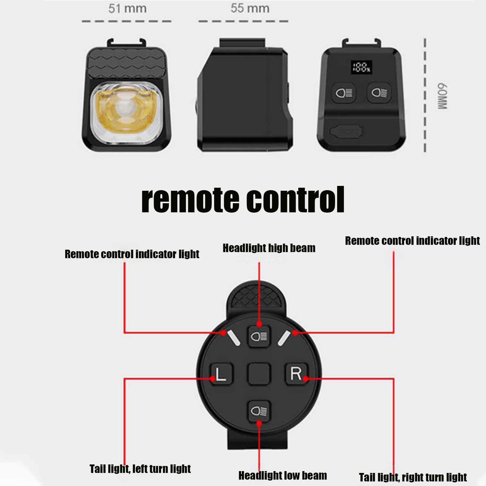 Bezprzewodowa lampa rowerowa z pilotem o mocy 4000 mAh, cyfrowy wyświetlacz elektryczny o wysokiej jasności, bezpieczna lampa do jazdy nocnej, 3 tryby oświetlenia