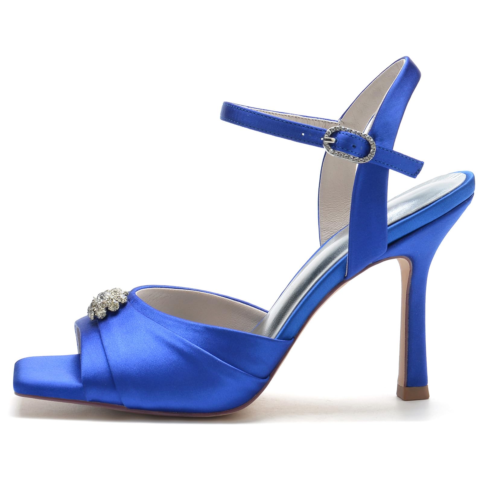 Scarpe da Sposa con Punta Aperta in Raso Eleganti Scarpe Decolte Donna Tacco Alto da Cerimonia